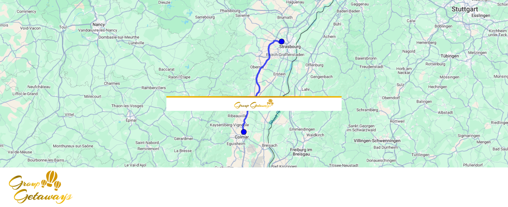Map of Alsace with Colmar and Strasbourg - 6 Days for Large Groups Tour by Group Getaways