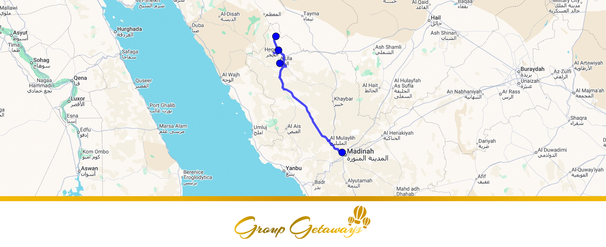 Map of Celestial Oasis in Saudi Arabia: A Journey Through Light, Silence, and Flavors (G063) by Group Getaways