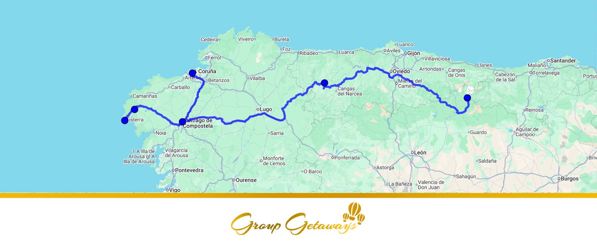 Map of Path of Totality: The 2026 Northern Spain Celestial Expedition (G065) by Group Getaways