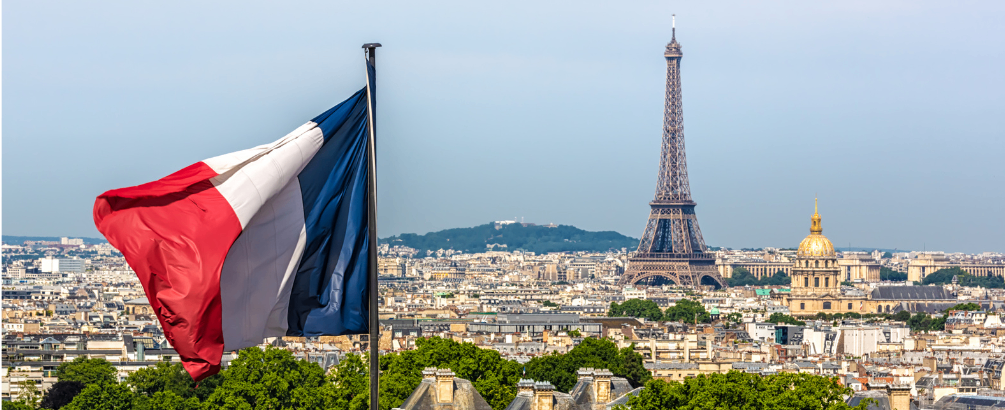 French flag with Tour Eiffel in the background