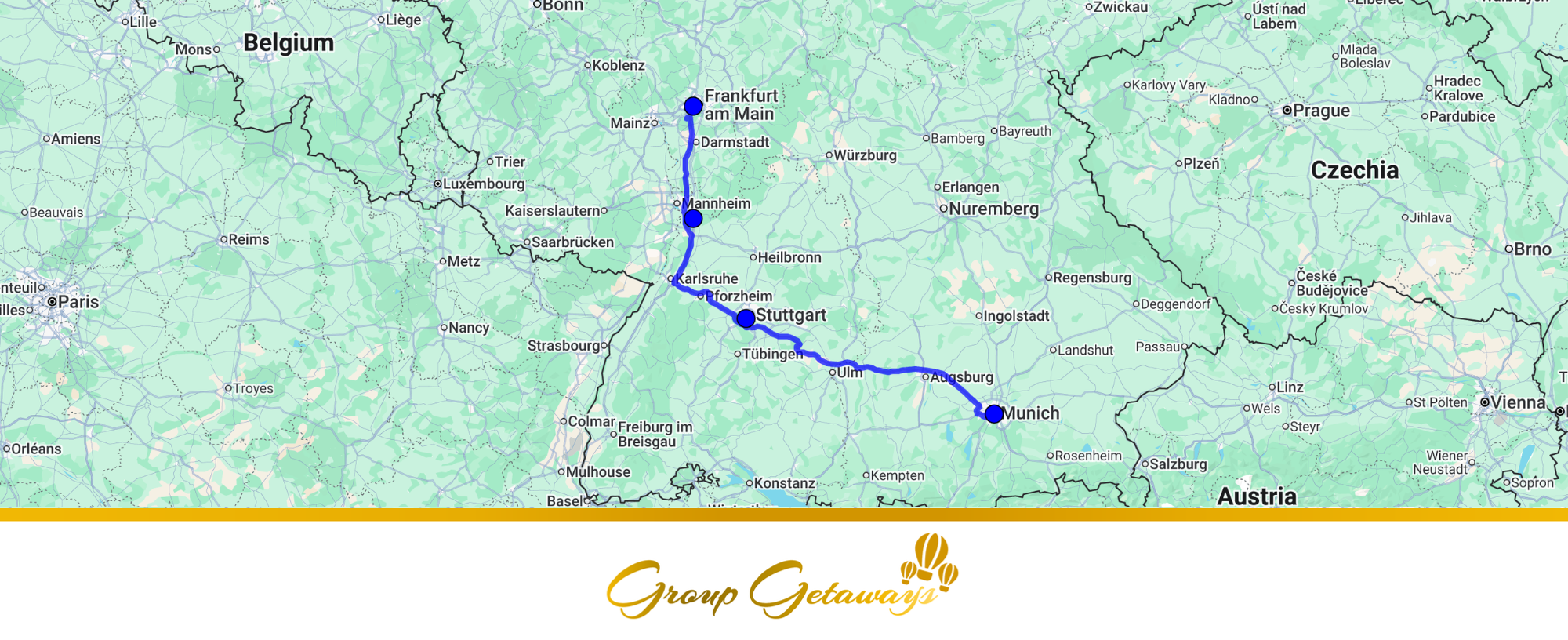 Map of The German Excellence Trail: A Deep-Dive into Industrial & Academic Hubs (G069) by Group Getaways