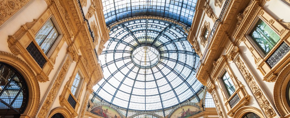 Detail of the roof of Montenapoleone Gallery in Milan