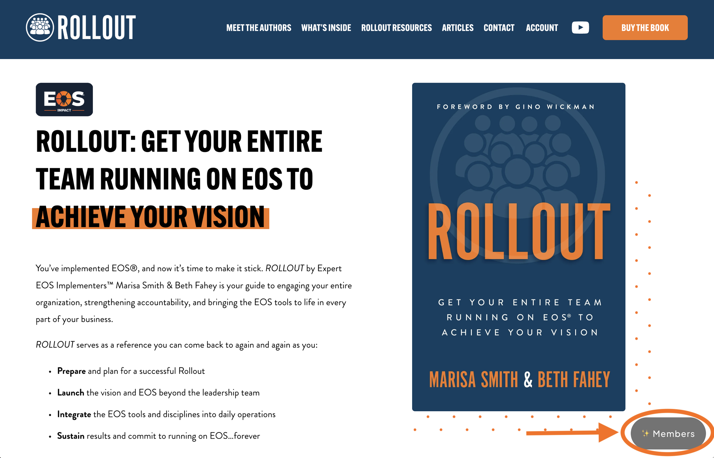 Rollout Website with Member Button Highlighted