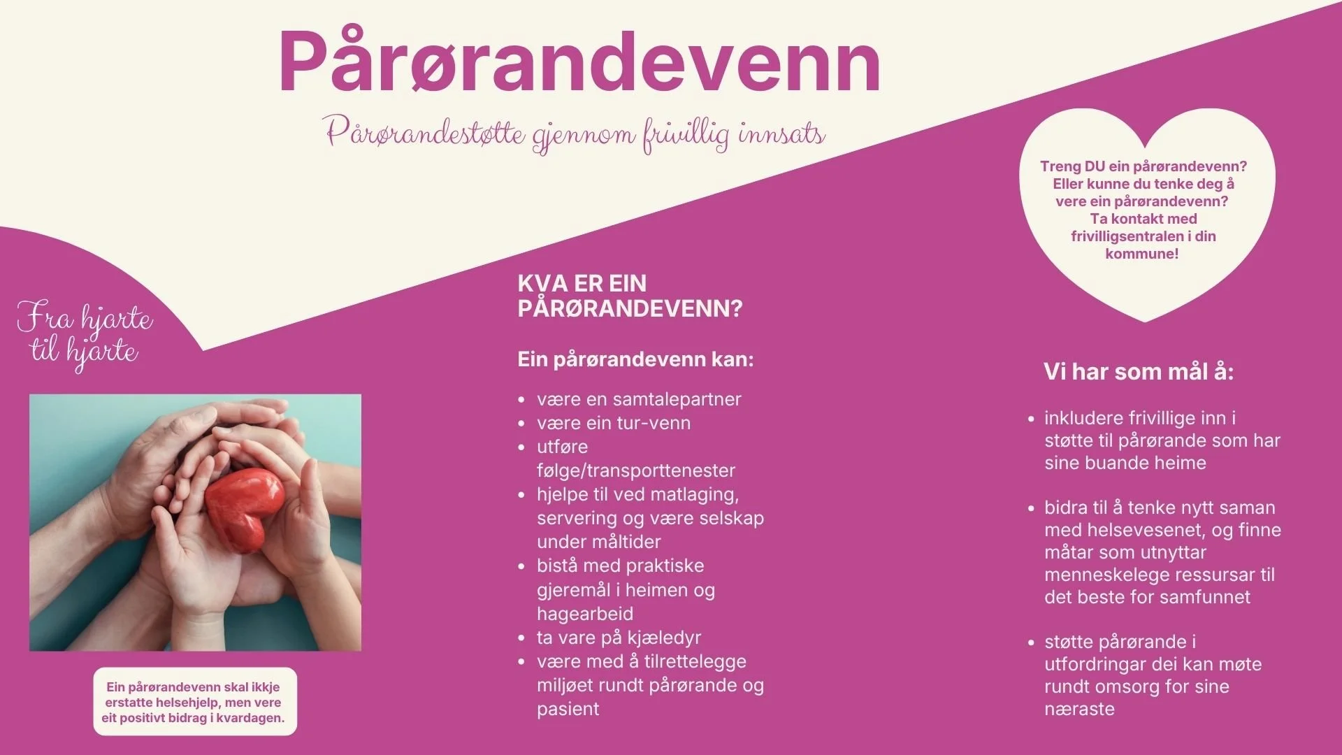 Plakat med informasjon om det å være pårørandevenn