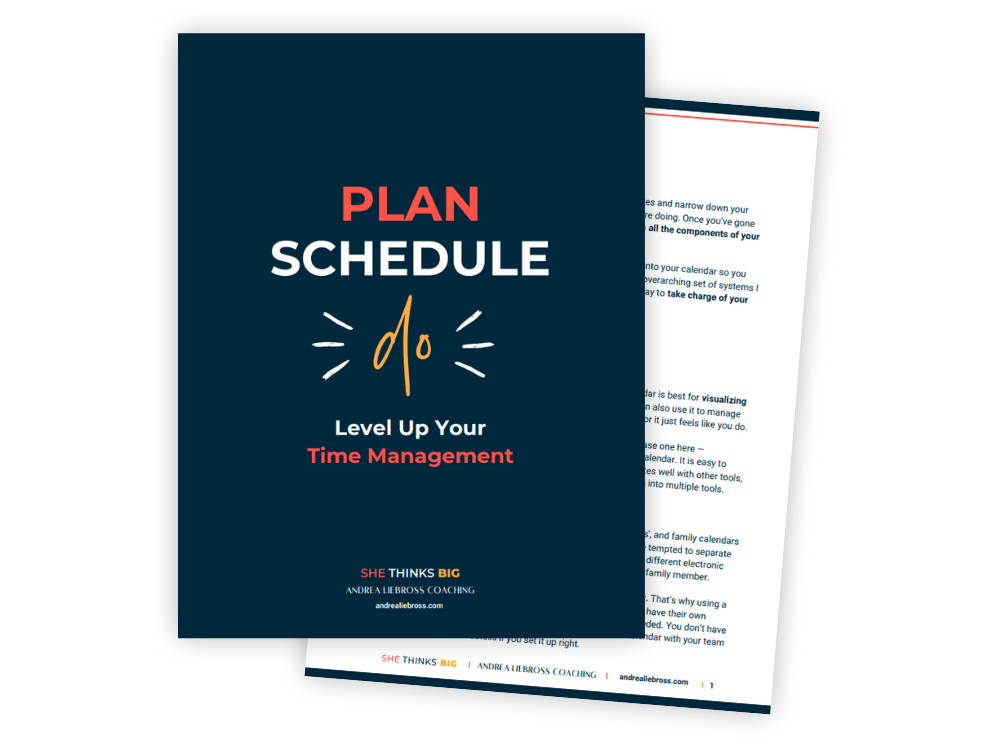 Plan Schedule Do time management guide Andrea Liebross coaching resource for women entrepreneurs