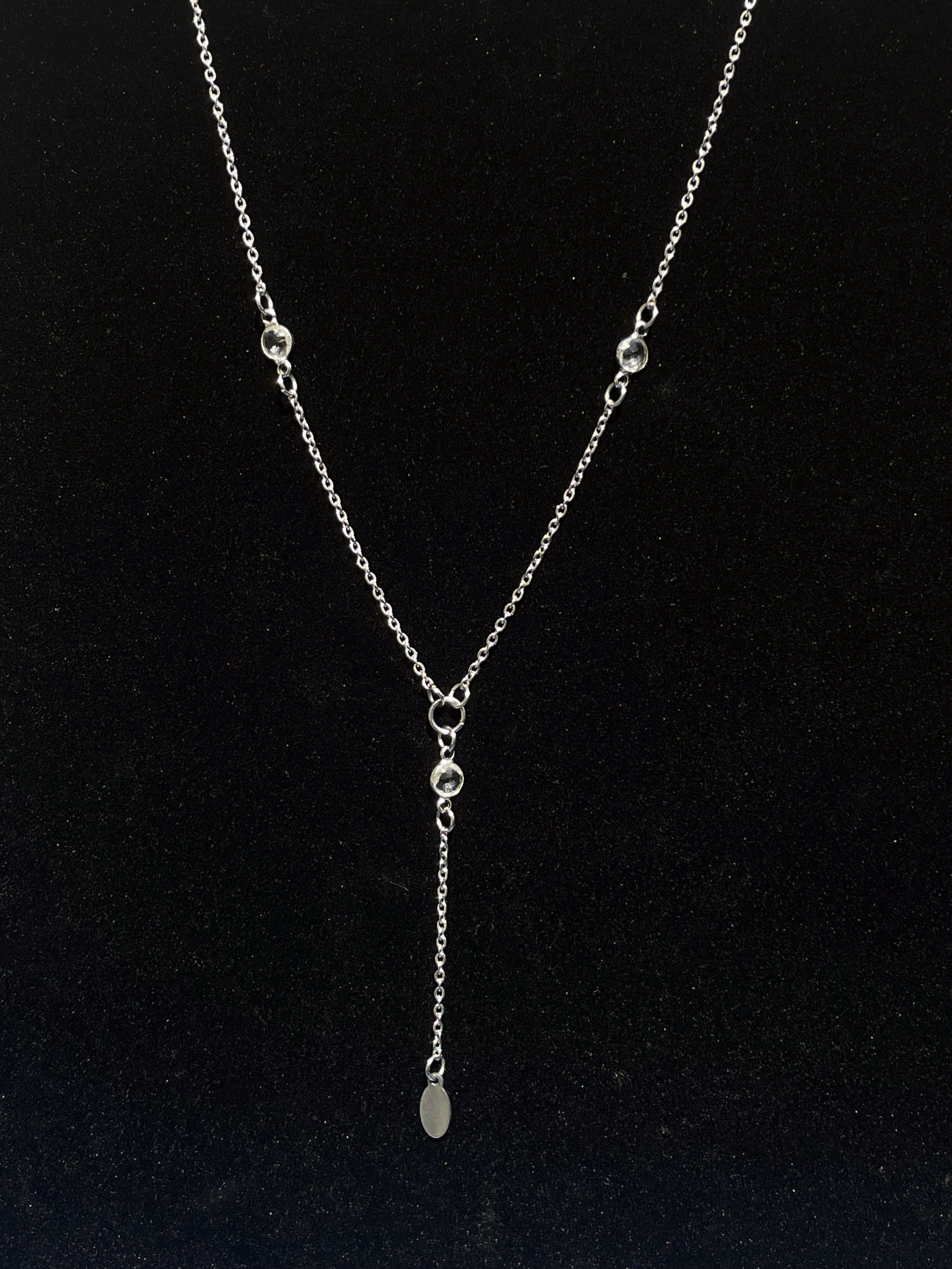 Silver Drop Necklace (Lariat Style)