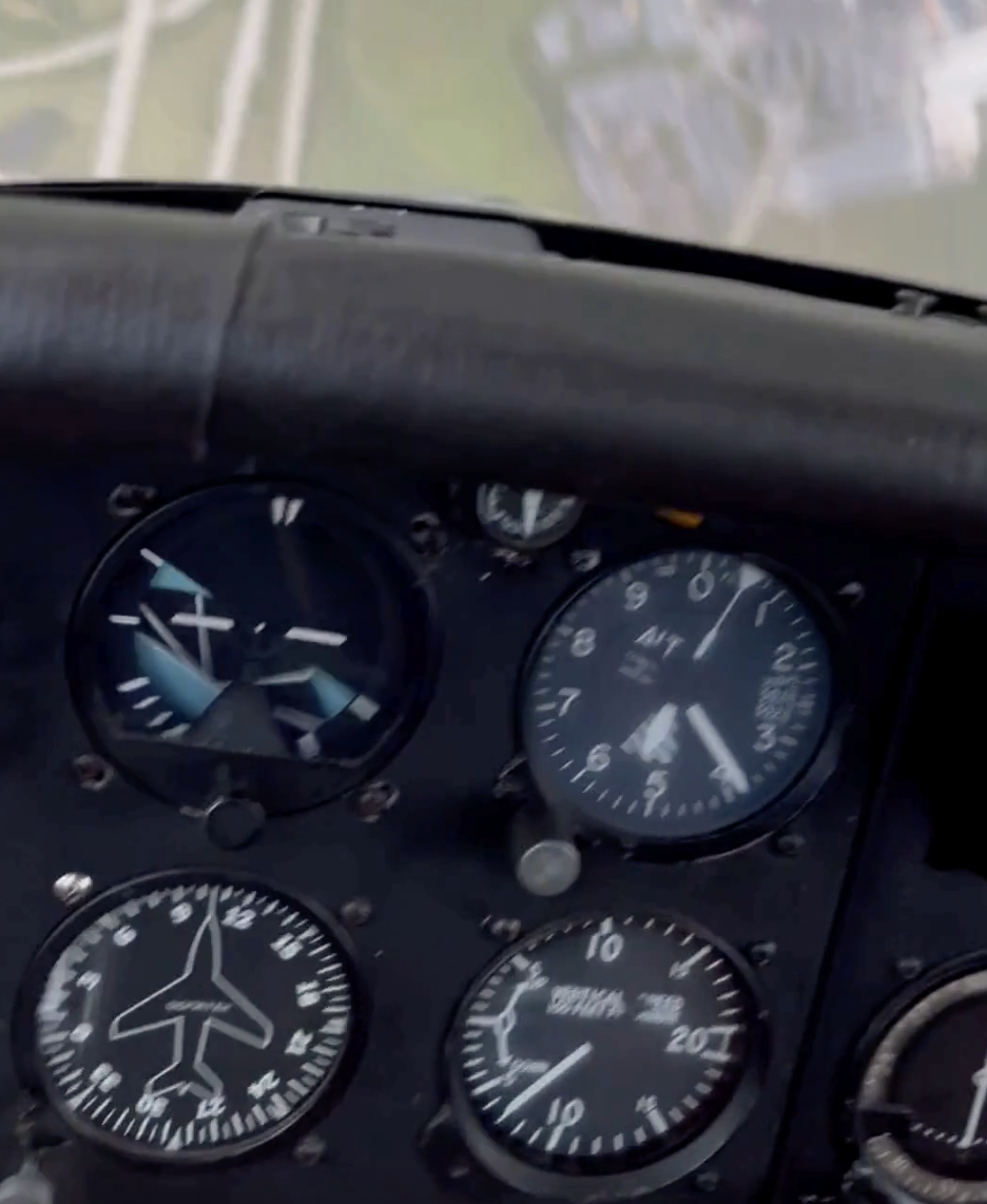 Aircraft instruments showing spin recovery attitude