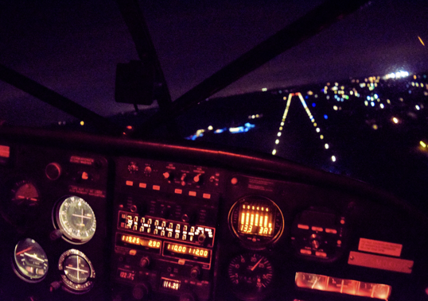 small plane at night