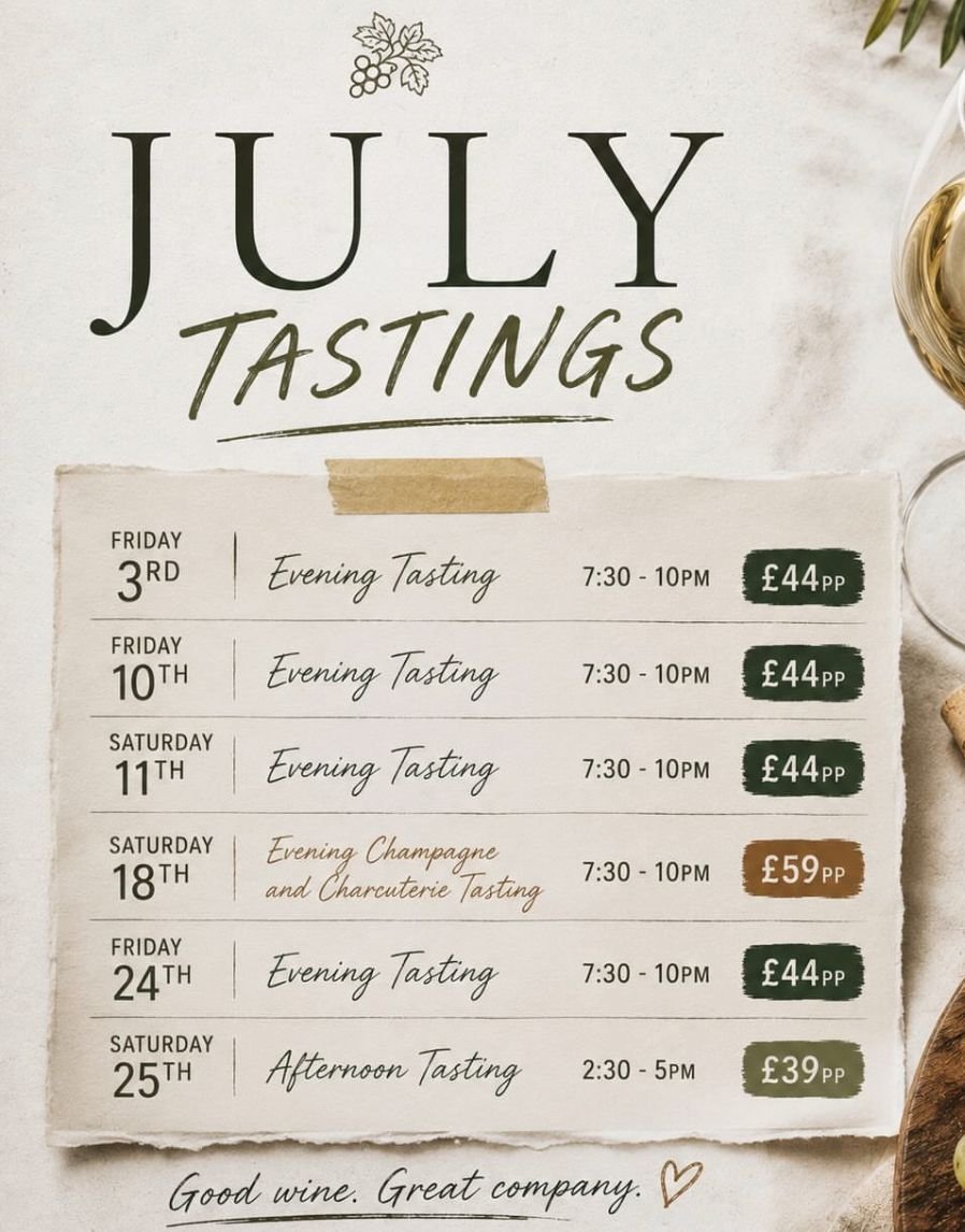 list of wine tasting events at Taylor Wines Essex during July 2027