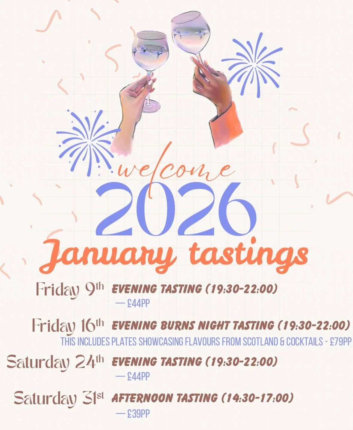 image showing dates for tasting events at Taylor Wines in Brentwood in January 2026