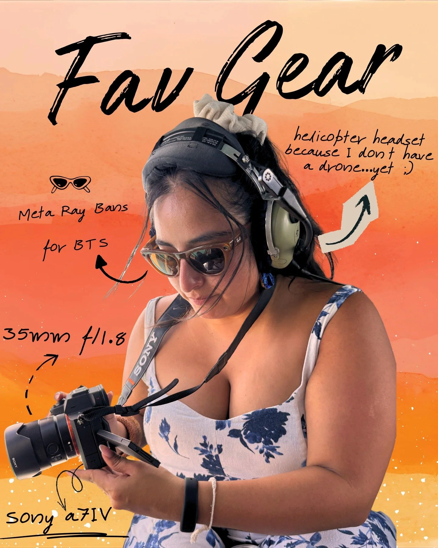 This combo never leaves my side for photography days.📸
The incredible Sony A7IV paired with the razor-sharp 35mm f/1.8. 
The Meta's help capture handsfree, BTS content!
And because I don't have a drone (yet!), I had to get this sweet helicopter inst