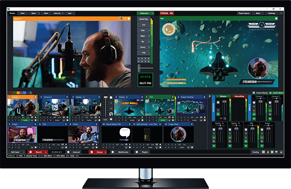 vMix live production software displayed on a monitor