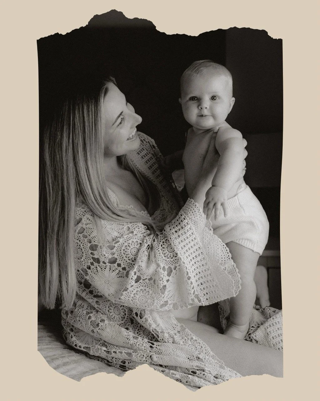portrait photographer in hertfordshire capturing a photo of mum and baby at home.
