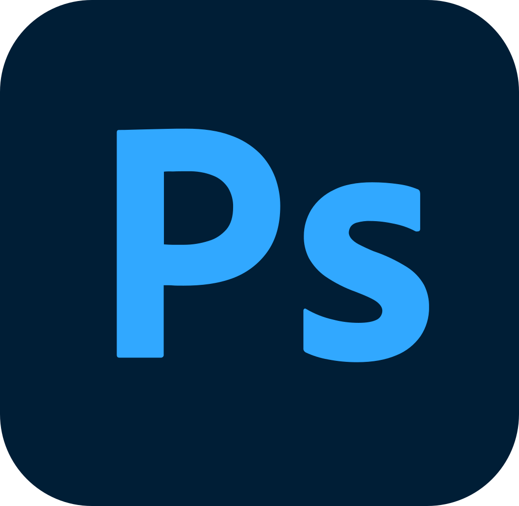 Icon of the Adobe Photoshop software logo, featuring the letters 'Ps' in blue on a dark background.