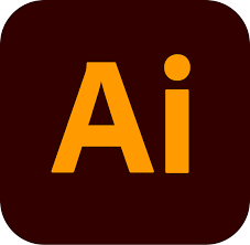 Adobe Illustrator icon with yellow letters 'Ai' on a dark background.