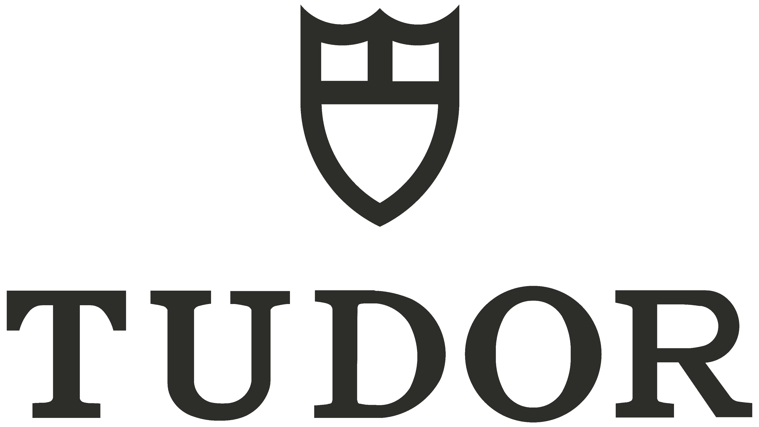 Logo with a shield symbol above the word 'TUDOR' in bold, uppercase letters.