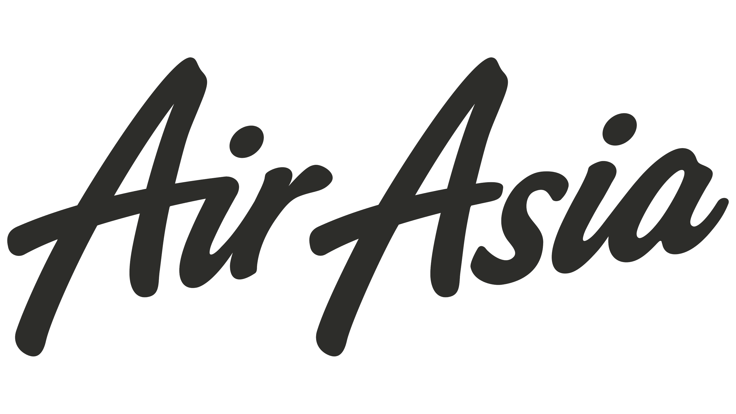 Stylized text that reads "Air Asia" in black cursive font.