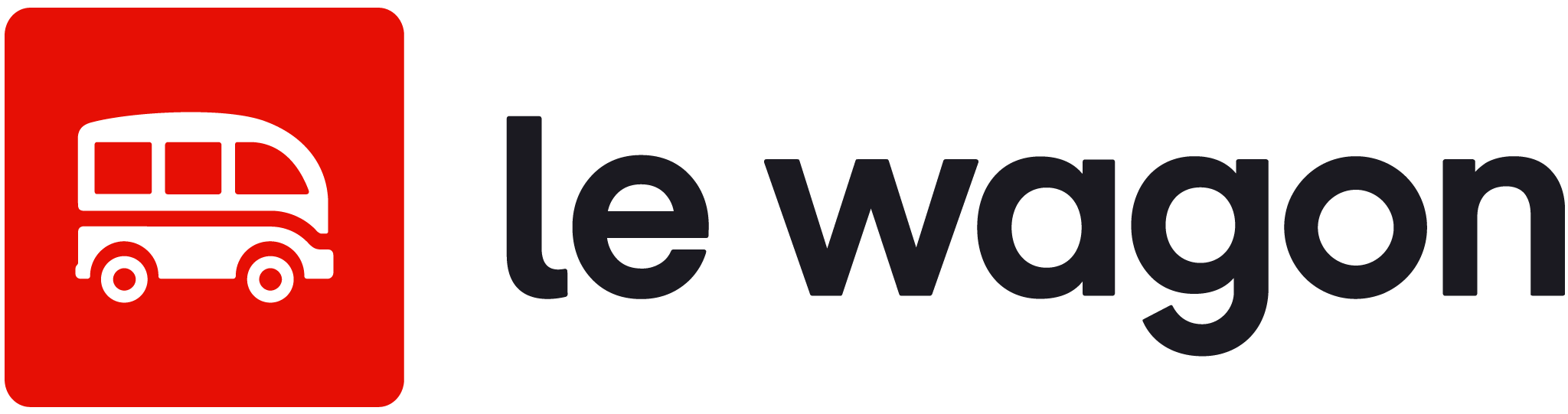 Le Wagon logo with a red square background and a white bus icon, followed by the text 'le wagon' in black.