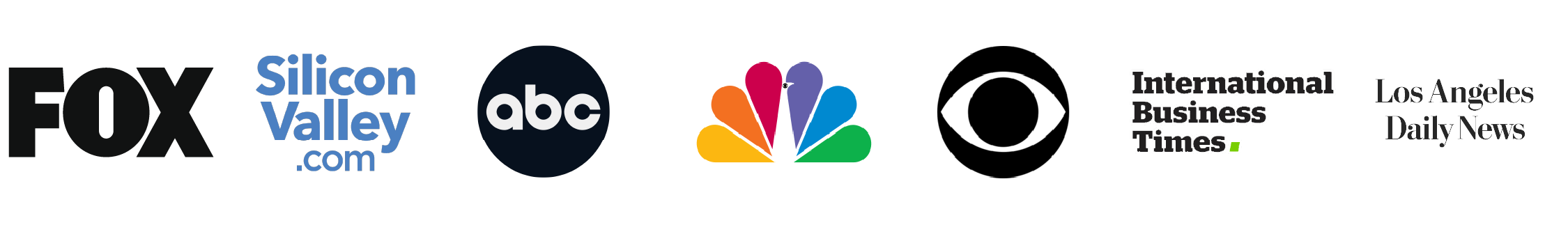 Logos of Silicon Valley.com, ABC, NBC, and Los Angeles Daily News.