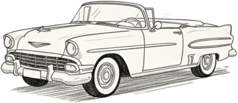 A classic vintage white convertible car from the 1950s