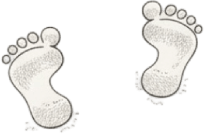Gray baby footprints with textured detailing.