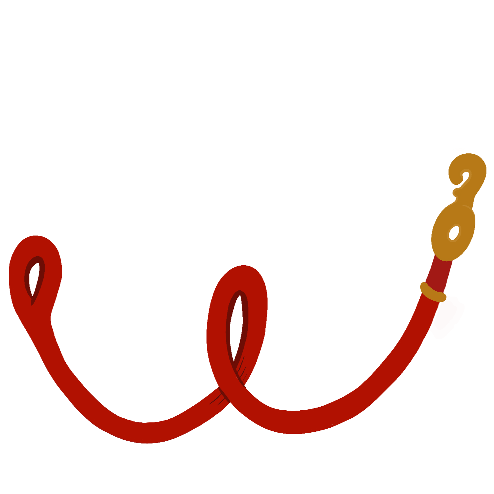 Red dog leash in the shape of a W for Ward's Dog Training.