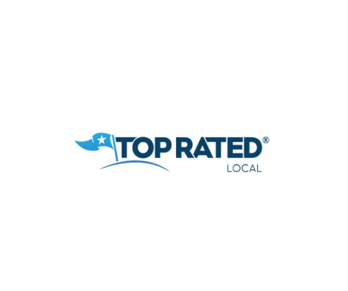 Logo with a blue flag and star, and the text 'Top Rated Local' in bold blue letters.