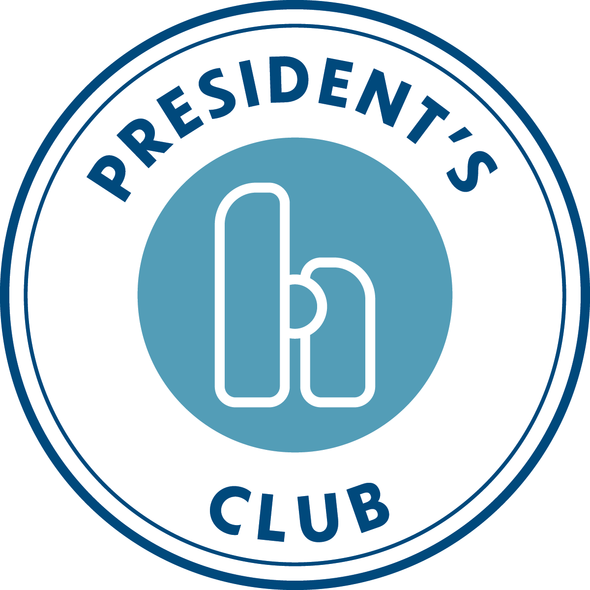 The logo of a presidents' club featuring a stylized icon of two trophies and the text 'President's Club' in a circular design.