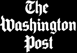 Black background with white text displaying 'The Washington Post' in a Gothic-style font.