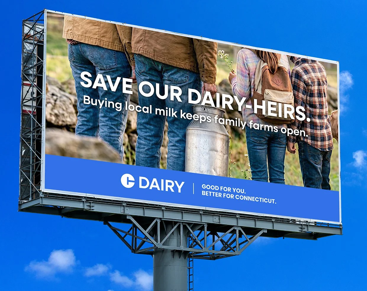 a billboard for the dairy heirs campaign