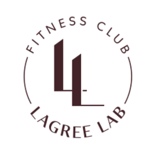Fitness Club logo with number 4 and text 'Fitness Club' and 'Lagree Lab' in a circular layout.