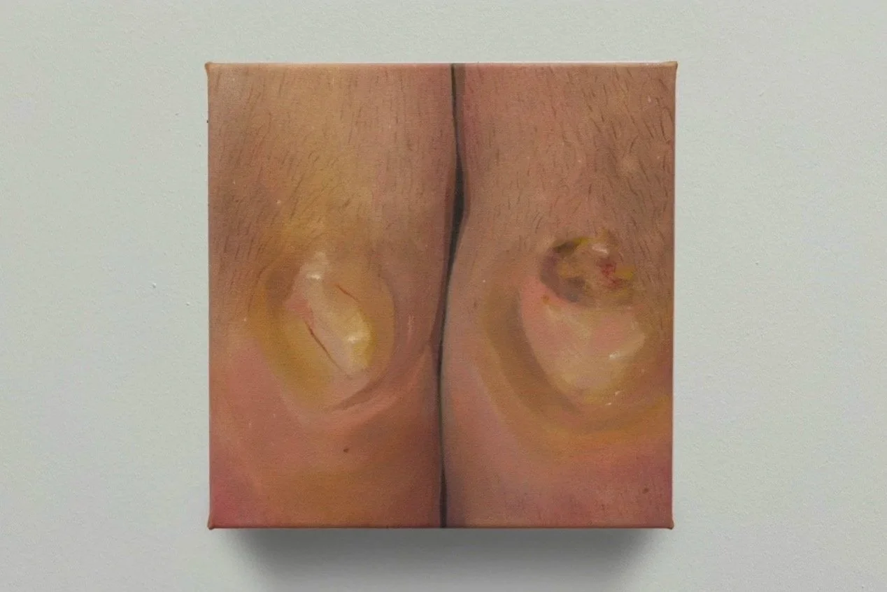 “Knees”, 2026, oil on canvas, 24cm x 24cm