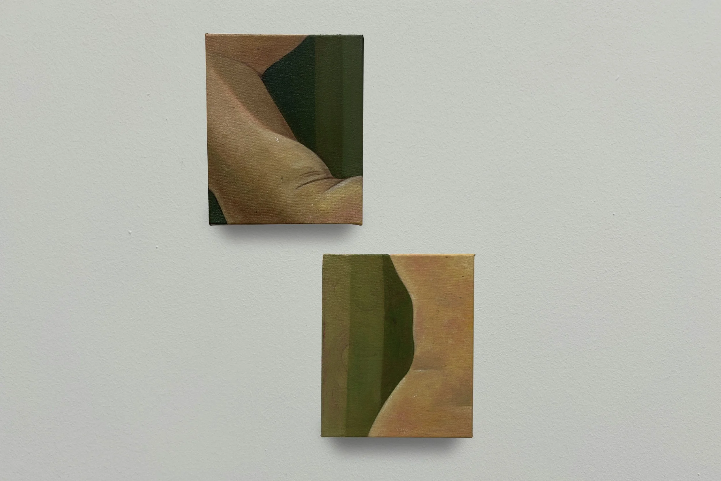 “In the Shower”, 2026, oil on canvas, 19cm x 24cm