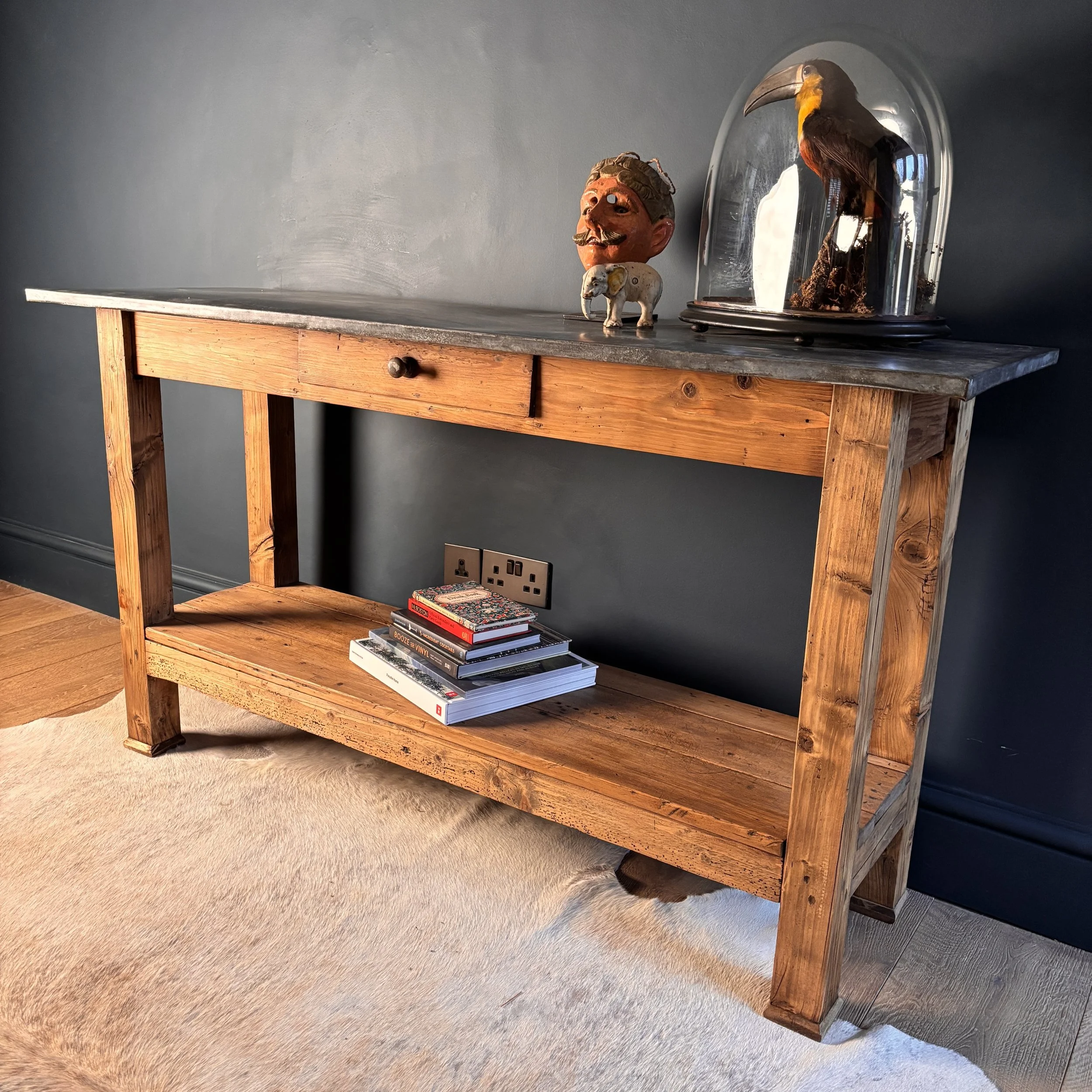 Galvanised Wood Console Table