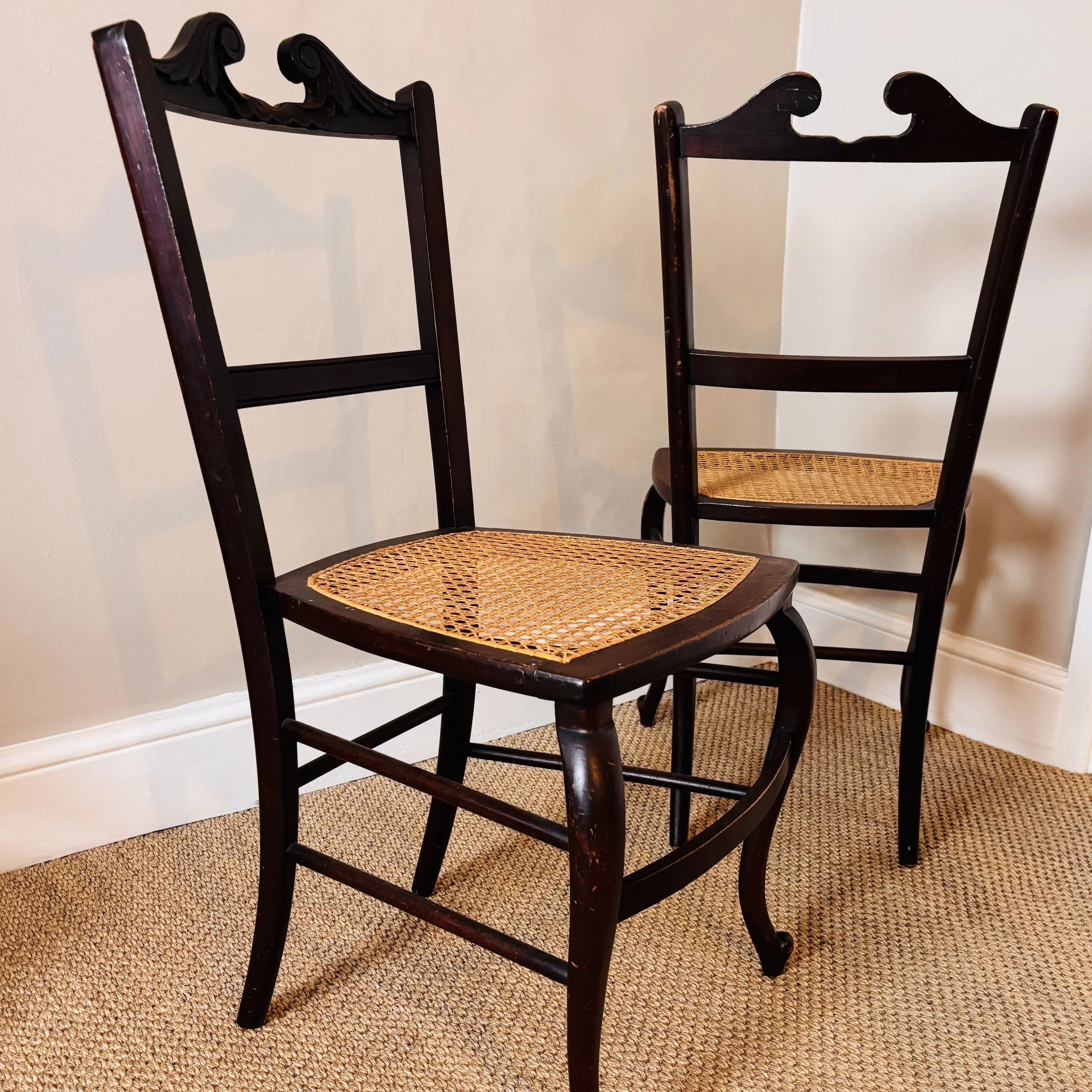 Edwardian Caned Chairs - Pair