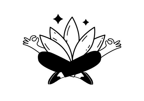 Illustration of a person meditating with lotus flower body, to symbolise 'Projects & Change'.