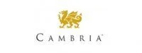 Cambria logo with a gold lion emblem and the word 'Cambria' beneath it