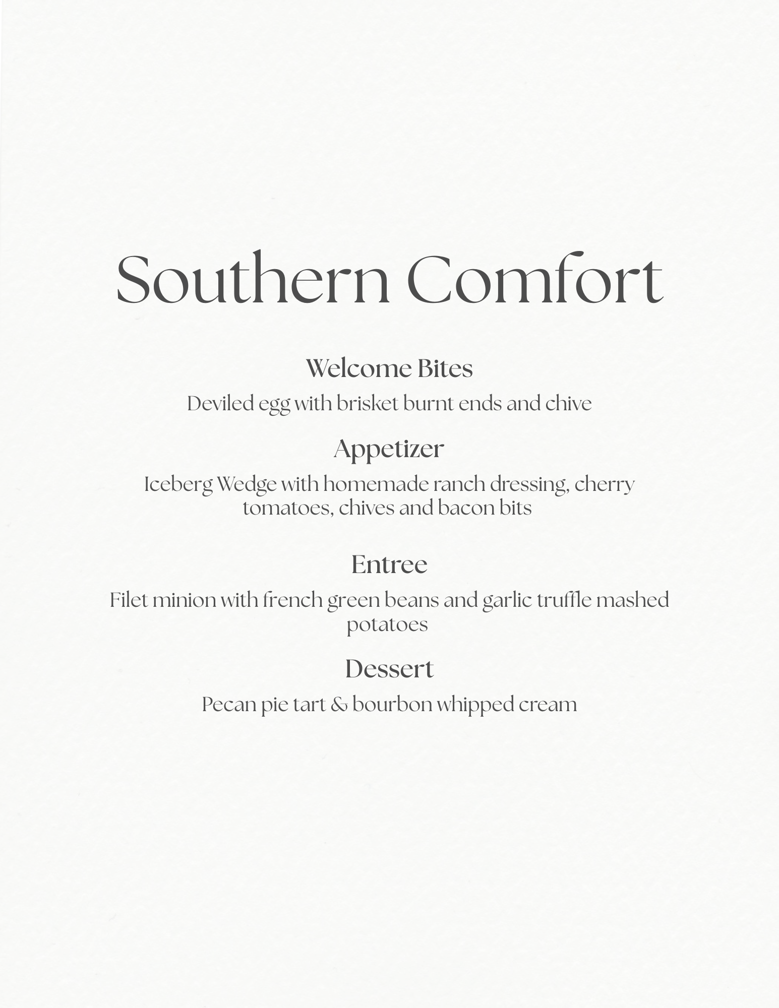 Private Dinner and Catering Menu 