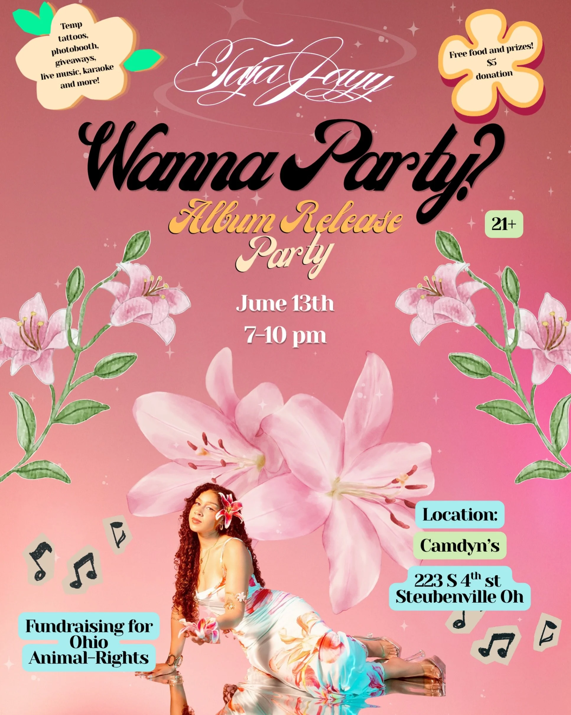 Ohio are you ready? 
JUNE 13TH ALBUM LISTENING PARTY/ ANIMAL RIGHTS FUNDRAISER WILL BE IN STEUBENVILLE OHIO🪷 🐷

Expect a space where you can let go, laugh loud, feel deeply, and connect &mdash; all set to a soundtrack of funk, soul, and beautifully
