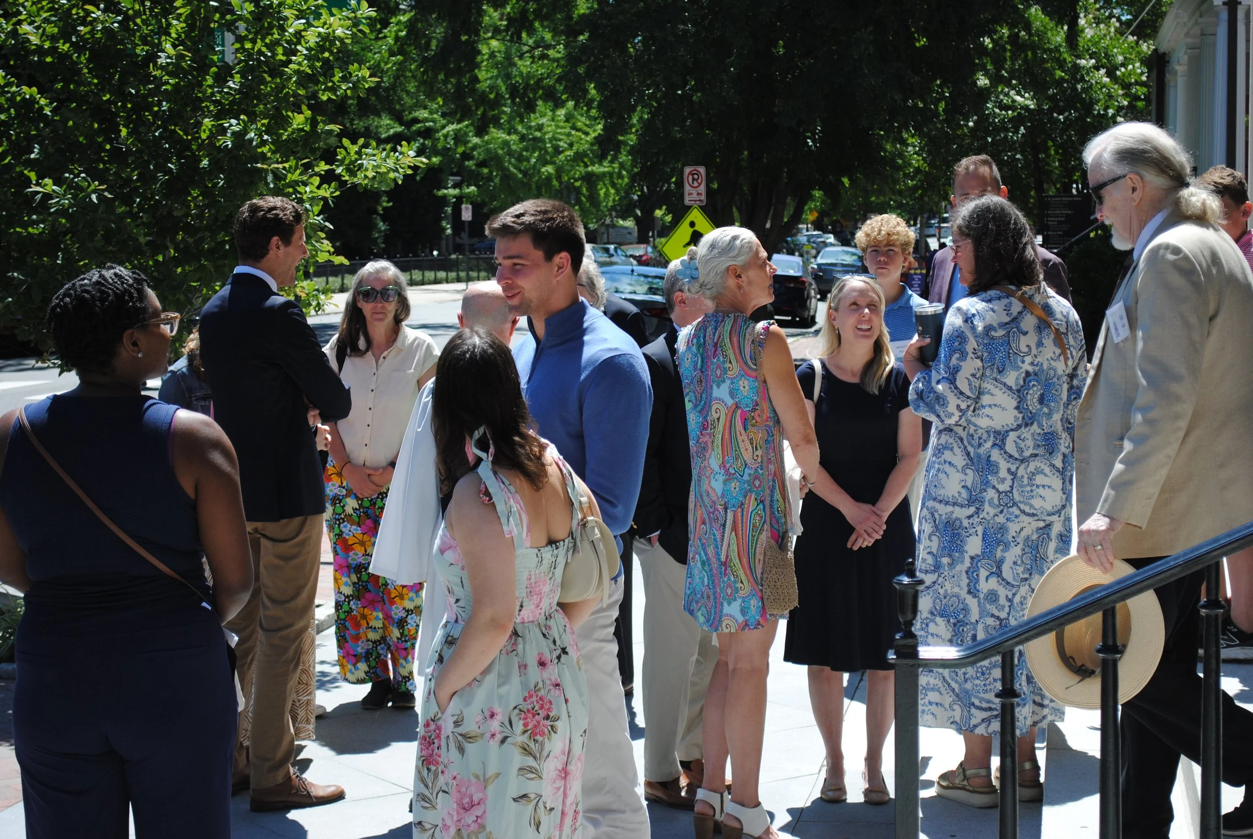 Parishioners outside the sanctuary