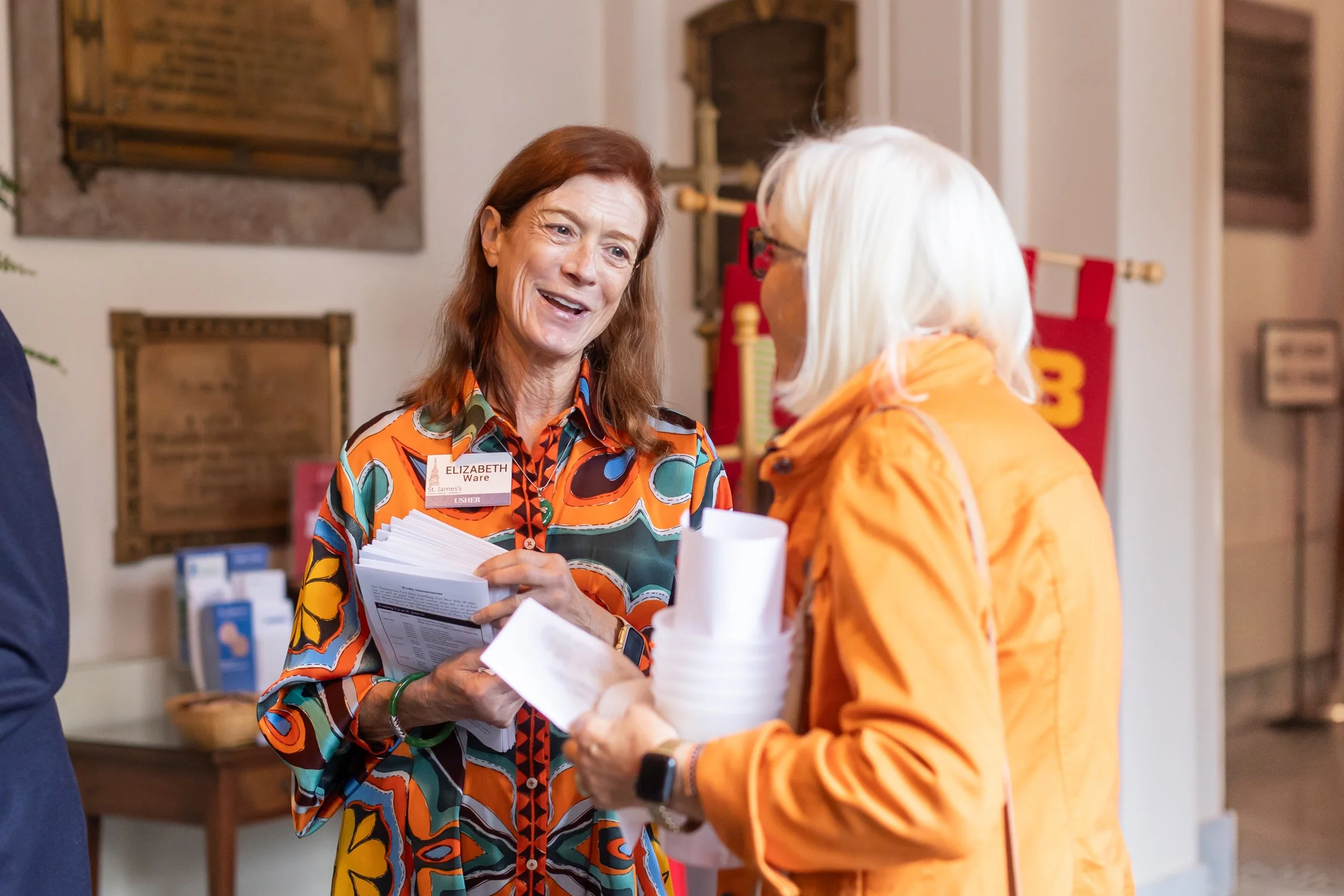 Greeters on a Sunday morning welcoming parishioners