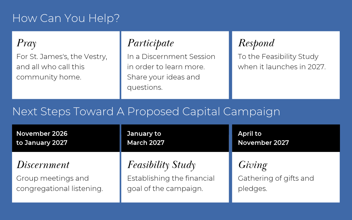 Next steps and timeline for Discernment to Campaign
