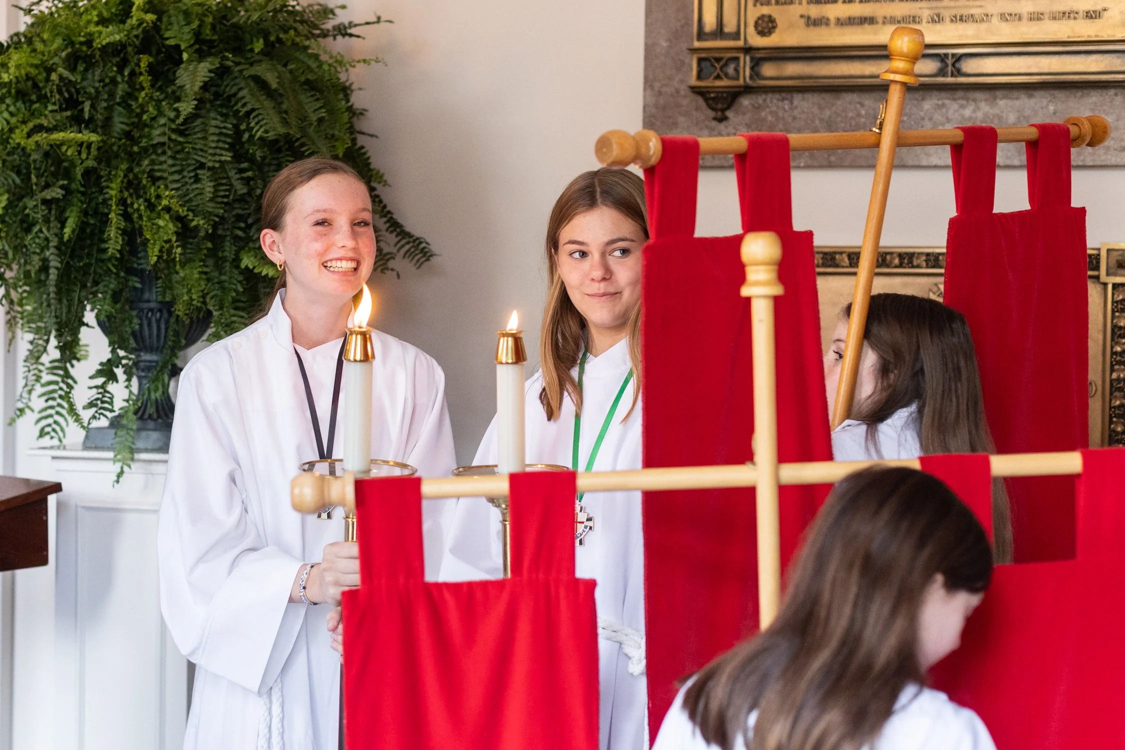 Youth Acolytes enjoying one another's company after the service