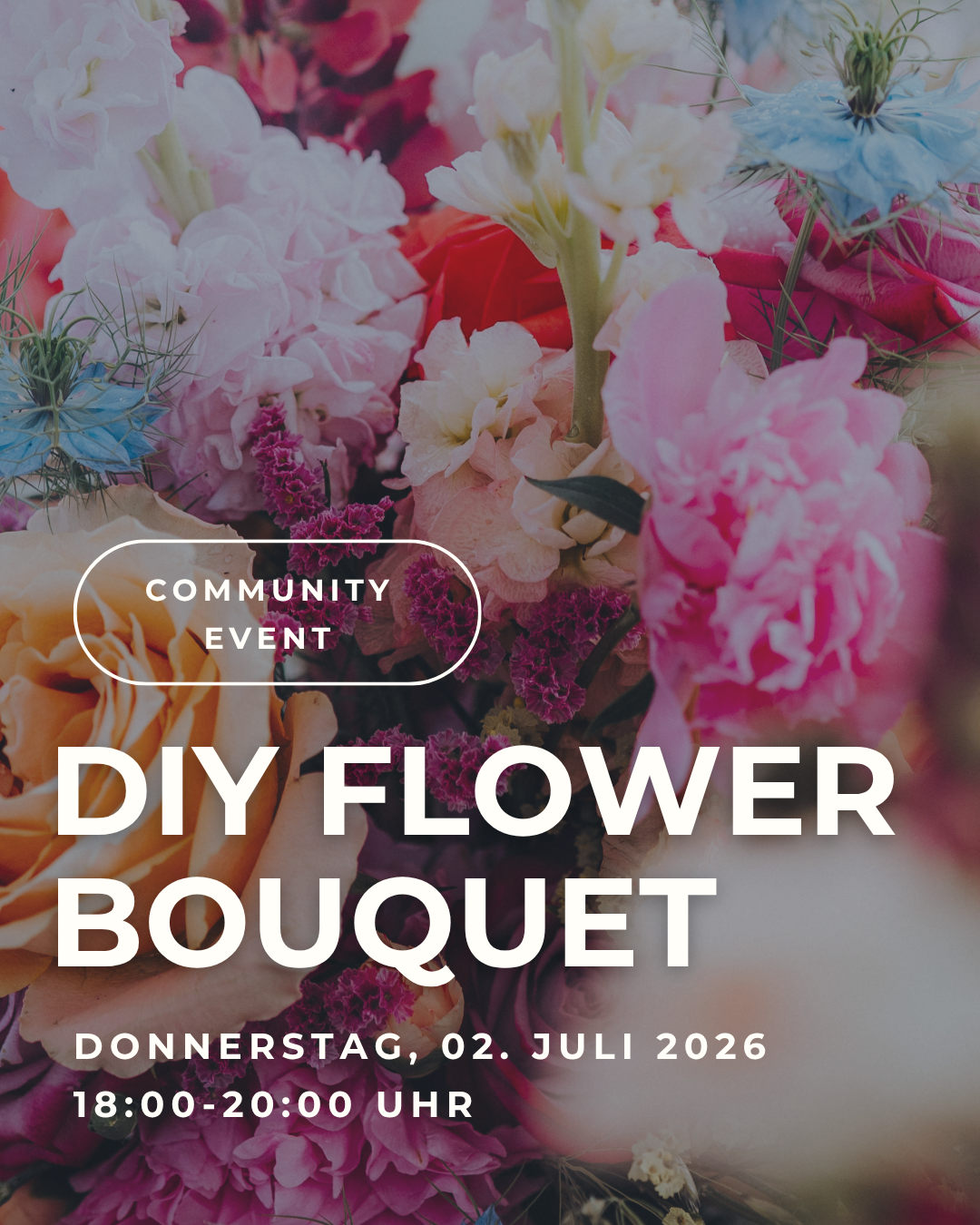 Informationen zum DIY Flower Bouquet Community Event im Luna Chiara Social CLub in Wien