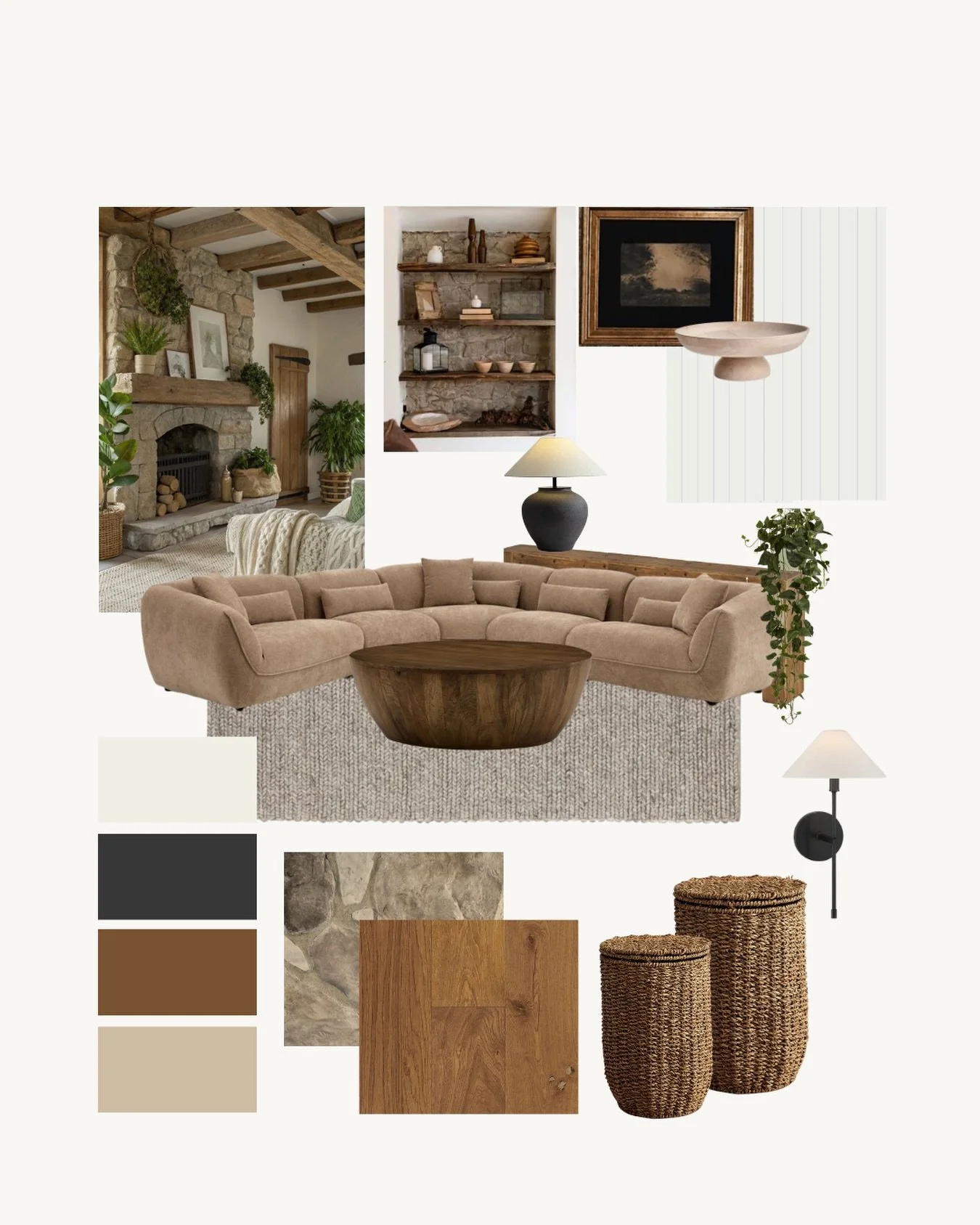 Vendredi moodboard 👀✨ &mdash; Projet Lafontaine 

Un d&eacute;sir de neutralit&eacute;, de mat&eacute;riaux nobles et d&rsquo;une ambiance rustique, parfaitement en harmonie avec l&rsquo;architecture de la propri&eacute;t&eacute; 🤝

Les proposition