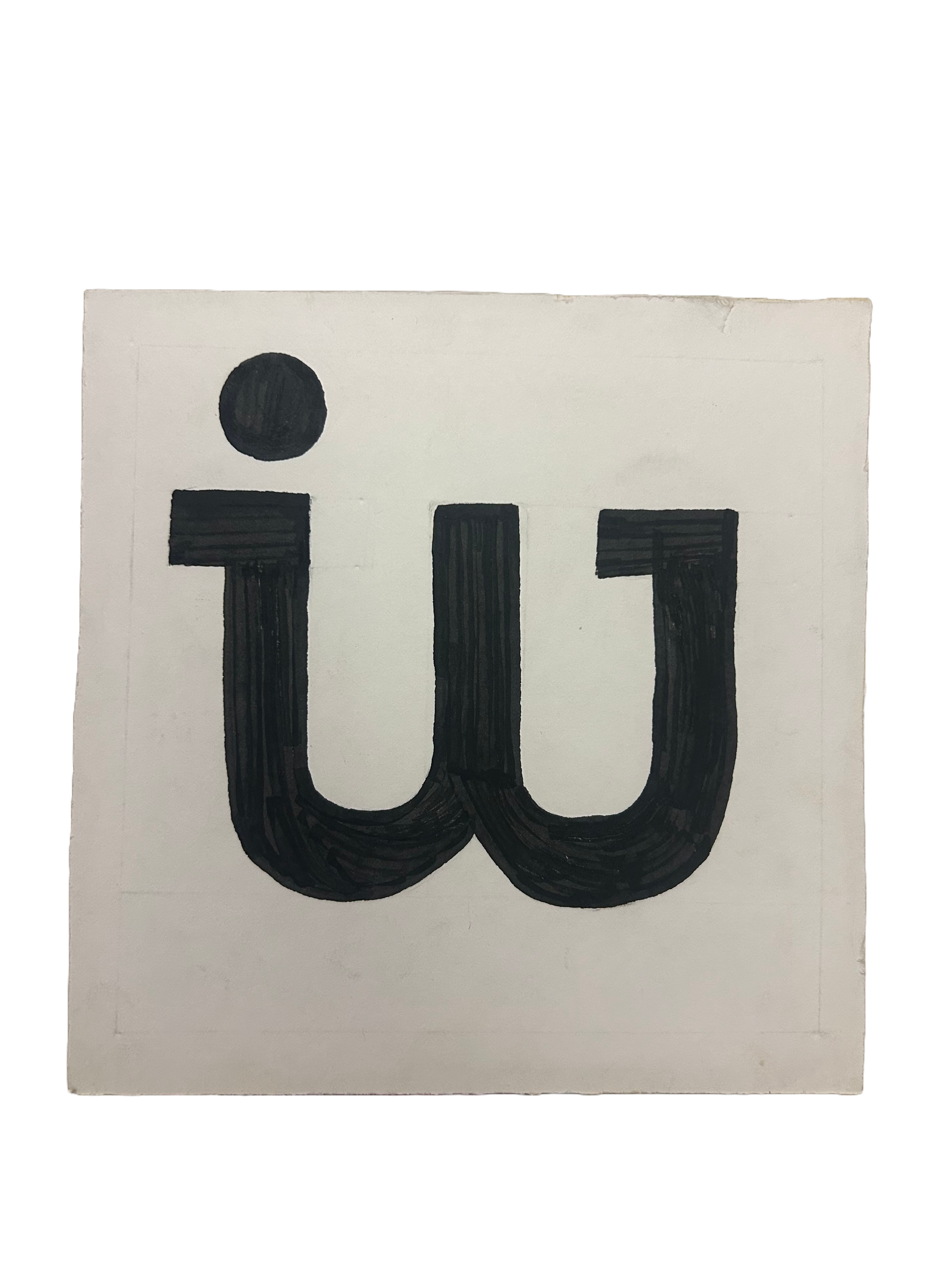 Drawing of the lowercase letter 'w' with a dot above.