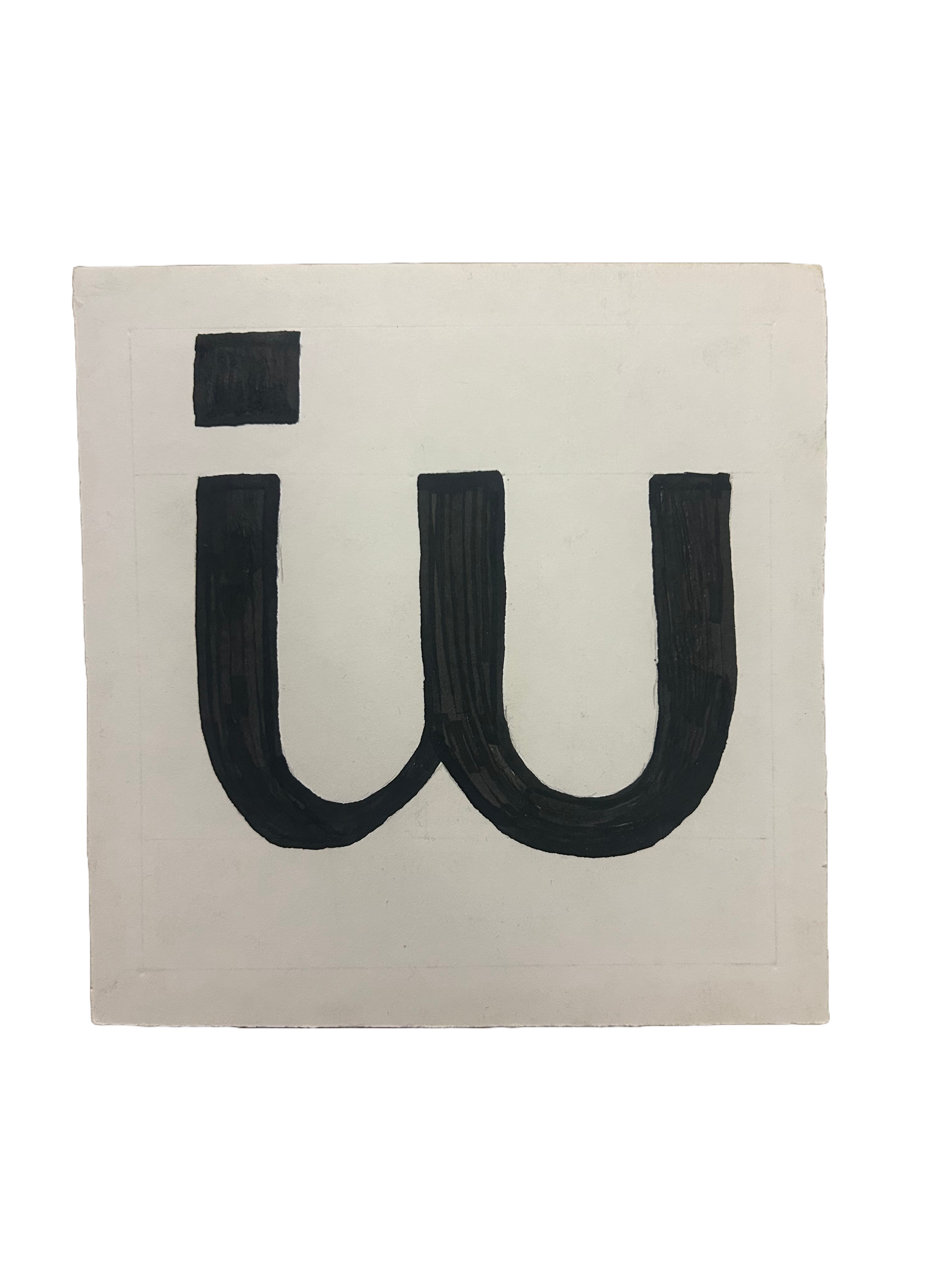 Hand-drawn lowercase 'w' on white paper with black marker.