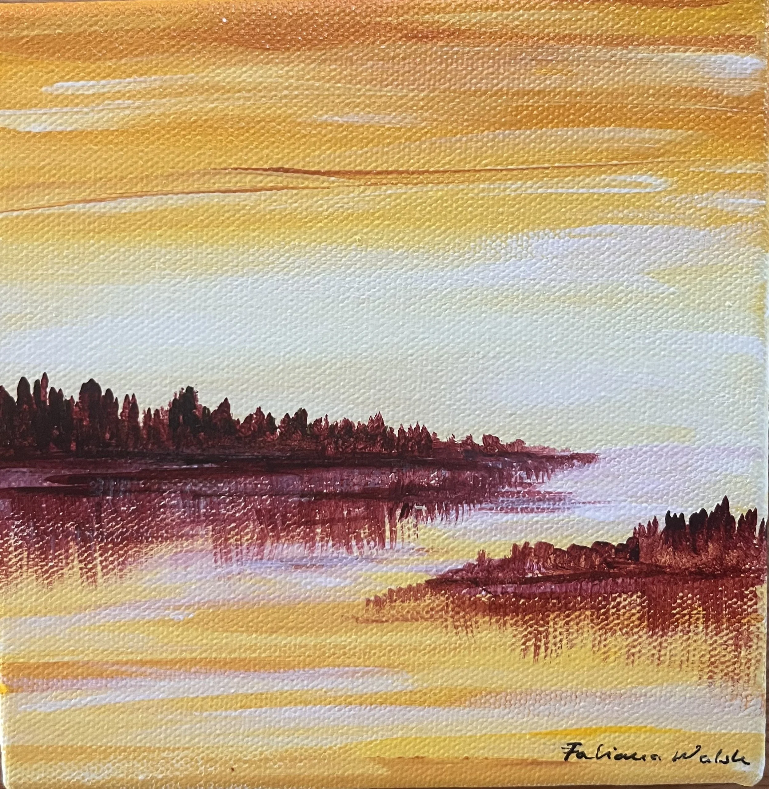 Sunset Serenity: Acrylic Landscape Painting