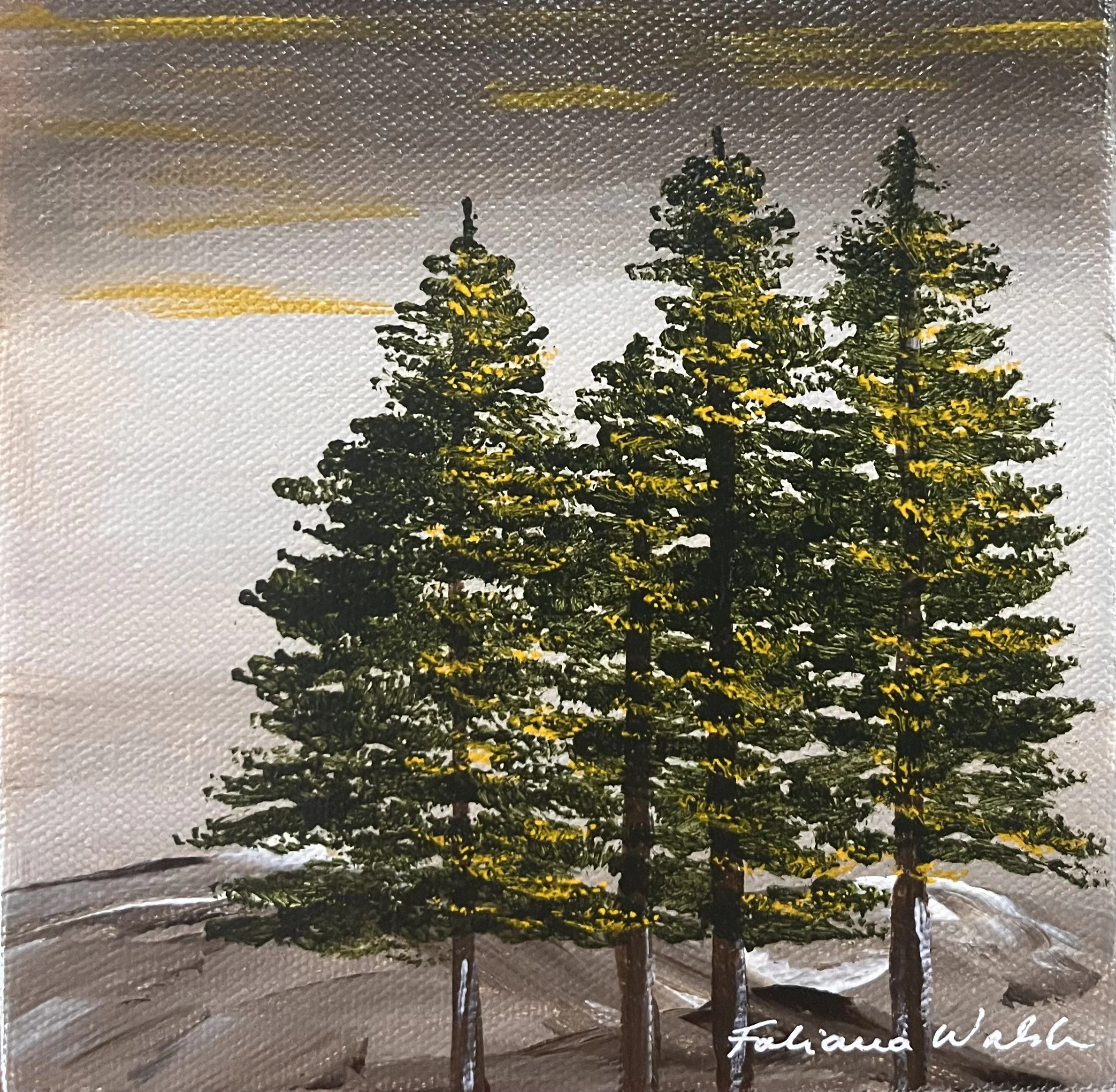 Whispering Pines: Tranquil Acrylic Landscape