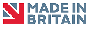 Text reading 'Made in Britain' with a Union Jack flag.